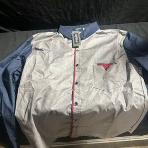 Men's Two-Tone Button-Up Shirt-ZYFG free bowling shirt-size XXL-NWT-#468